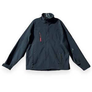 Snozu Performance Mens Medium Soft Shell Jacket Lined Full Zip Fleece Black Red‎